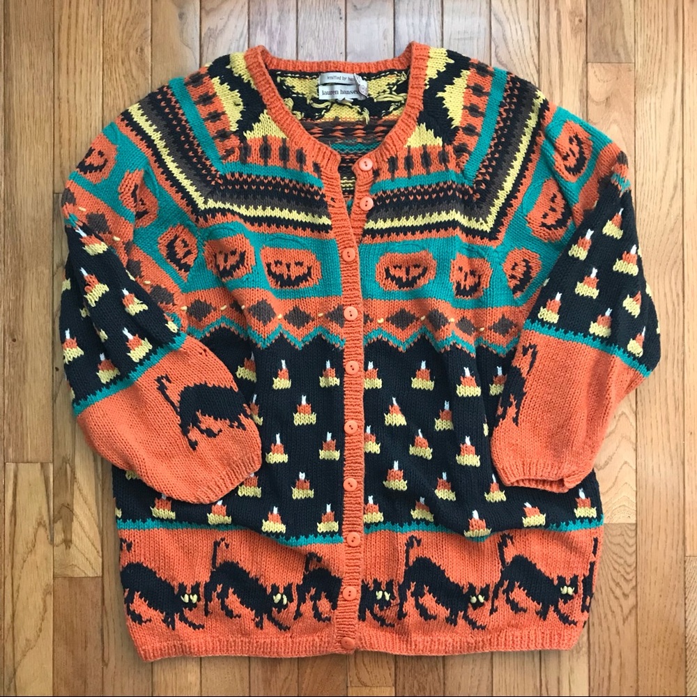 Lauren Hansen Vintage Knit Halloween Cardigan Sweater